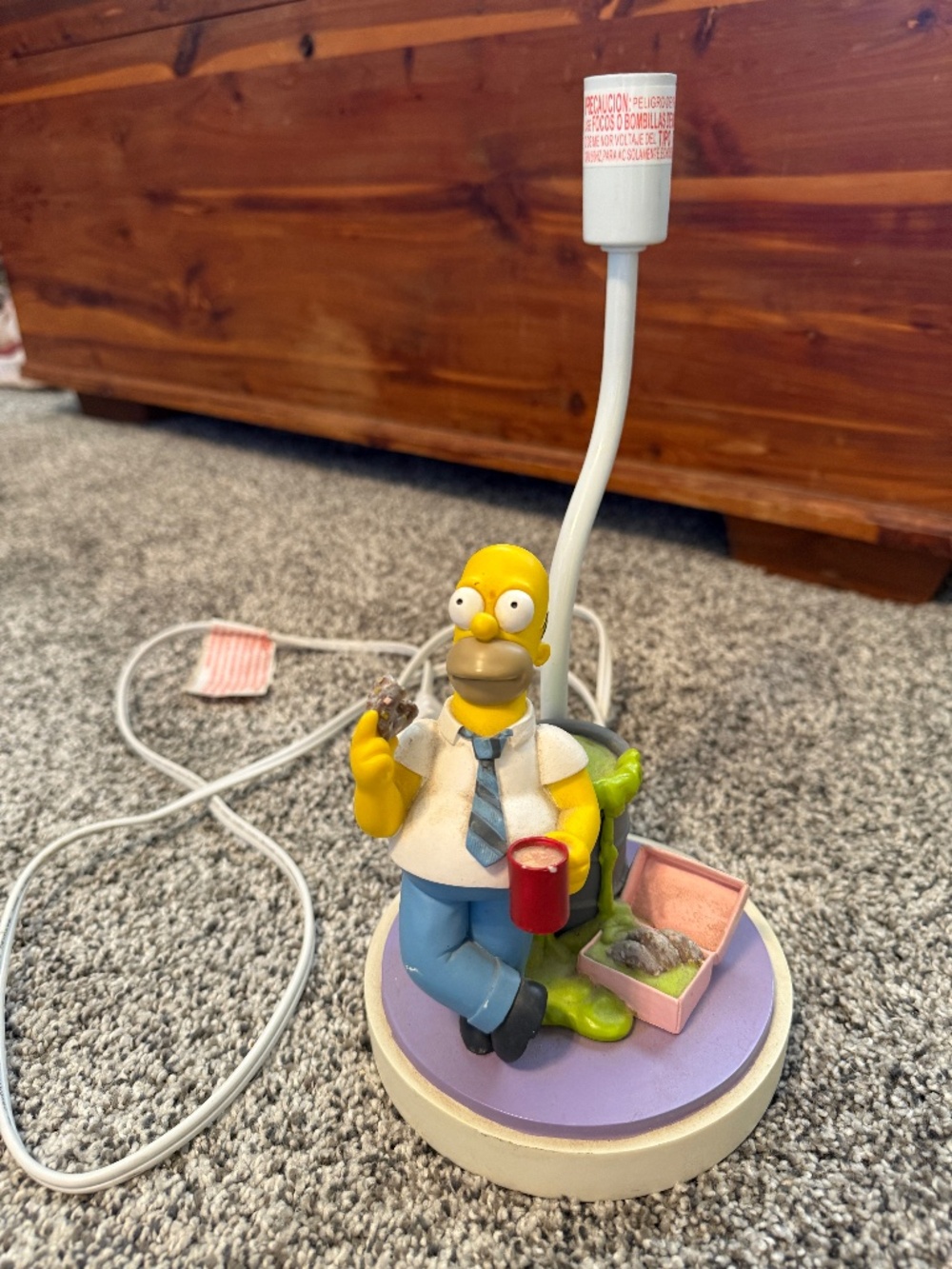 2002 Homer Simpson Lamp -The Simpsons Table Lamp Man Cave Kids Room Office Donut